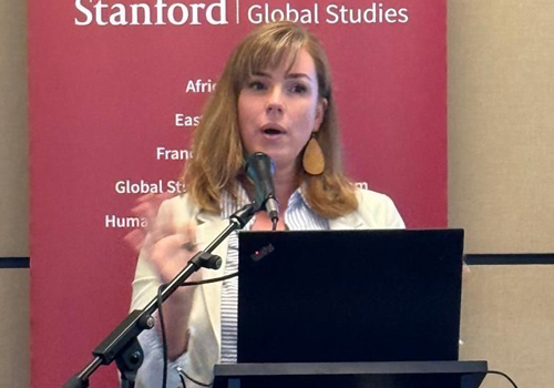 Nicole Trevena Flores presenting at the EPIC Fellowship Program at Stanford University. 